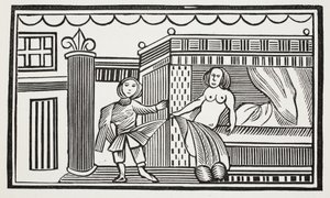 José y su amante, ilustración de Chap-books of the Eighteenth Century por John Ashton, pub. 1882 de English School