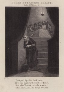 Judas traicionando a Cristo, Lucas XXII, versículo 4 (grabado)