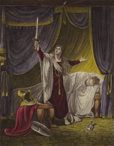 Judith decapitando a Holofernes (litografía en color) de English School