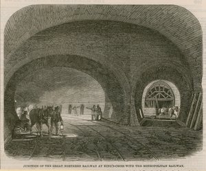 Cruce del Ferrocarril del Gran Norte en Kings Cross con el Ferrocarril Metropolitano de English School