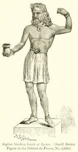 Júpiter Gaulois encontrado en Lyon. (Pequeña figura de bronce en el Gabinete de Francia, nº 2.929) (grabado)