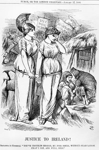 Justicia para Irlanda!, grabado por Joseph Swain, de Punch, 17 de enero de 1880 de English School