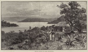 Isla Kavala en el Lago Tanganica (grabado)