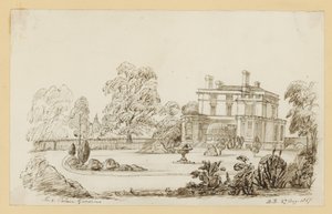 Jardines del Palacio de Kensington; fechado el 27 de agosto de 1857 (tinta sobre papel) de English School