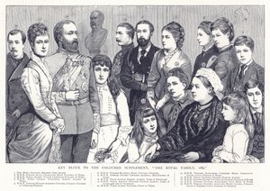 Bloque clave para el suplemento coloreado, La Familia Real, 1880