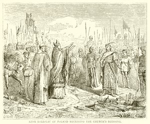 El rey Boleslav de Polonia recibiendo la bendición de la iglesia de English School
