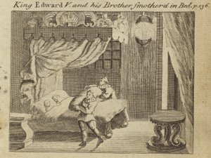 El rey Eduardo V y su hermano asfixiados en la cama de English School