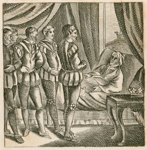 El rey Enrique V entregando su última voluntad al duque de Bedford de English School