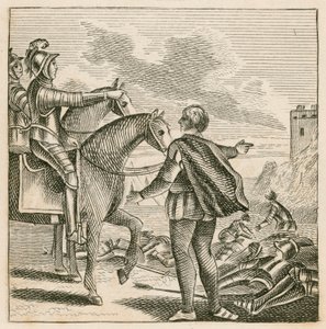 El rey Enrique V viendo el campo de batalla tras la derrota de los franceses en Agincourt de English School