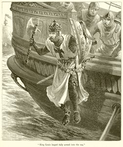 El rey Luis saltó completamente armado al mar