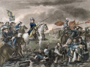 El Rey Guillermo III (1650-1702) en la Batalla del Boyne de English School