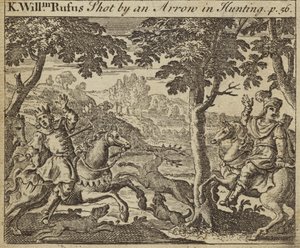El rey Guillermo II de Inglaterra herido por una flecha mientras cazaba, 1100 de English School