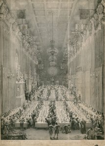 El Rey Guillermo IV y Adelaida en el Guildhall, Londres, 1834 de English School