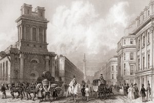 King William Street y St Mary Woolnoth, Londres, Inglaterra de English School
