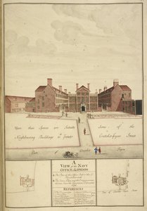 Kings 43, f.147 Una vista de la Oficina de la Marina, Londres