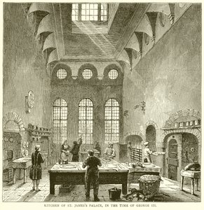 Cocina del Palacio de St. James, en la época de Jorge III de English School