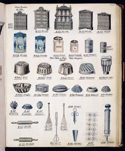 Almacenamiento y utensilios de cocina de un catálogo comercial de bienes y accesorios domésticos, c.1890-1910 de English School