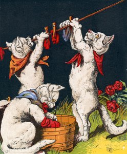 Gatitos lavando sus mitones de English School