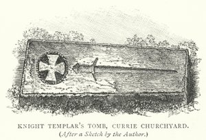 Tumba del Caballero Templario, Cementerio de Currie (grabado) de English School