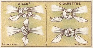 Nudos, no.6 de la serie de Primeros Auxilios de las tarjetas de cigarrillos de Willss, 1913 de English School