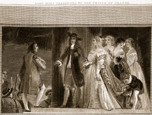 Lady Mary presentada al Príncipe de Orange, ilustración de La Historia de Inglaterra de David Hume, pub. por R. Bowyer, Londres, 1812 de English School