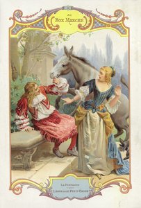 Dama y caballero sorprendidos por un caballo