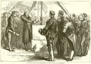 Lafayette colocando la primera piedra del Monumento de Bunker Hill de English School