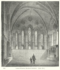 Ventana de la Lanceta, Catedral de Hereford (grabado) de English School