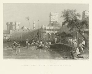 Lugar de desembarco en un pequeño puerto en Rodas, 1837 de English School