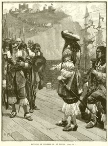 Desembarco de Carlos II en Dover de English School