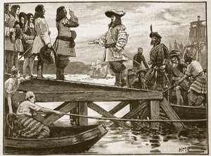 Desembarco del Mariscal Schomberg en Carrickfergus, ilustración de Cassells Illustrated History of England de English School