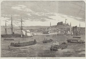 Desembarco de la infantería francesa en Gallipoli (grabado) de English School