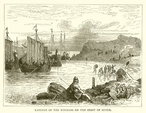Desembarco de los normandos en la costa de Sicilia de English School