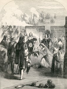 Desembarco de la Princesa Henrietta, ilustración tomada de la Historia Ilustrada de Inglaterra de John Cassell, 1857 de English School