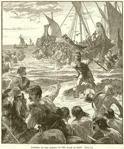 Desembarco de los romanos en la costa de Kent de English School