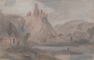 Paisaje con un castillo en una colina de English School