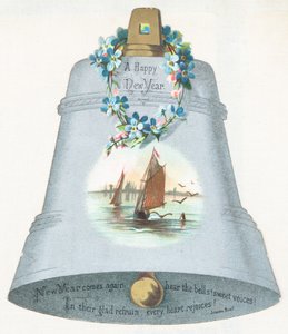Campana azul grande con imagen de barco de vela de English School