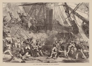 Última escena de "Trafalgar", en el Canterbury (grabado)