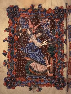 San Mateo escribiendo su evangelio, c.1080 de English School