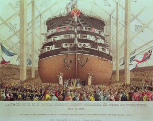 Lanzamiento del H.M.S. Royal Albert, vapor de tornillo, 131 cañones, en Woolwich, 13 de mayo de 1854