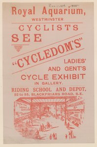 Folleto publicitario de la Exhibición de Bicicletas para Damas y Caballeros en el Royal Aquarium