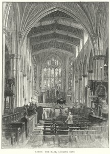 Leeds: La Nave, mirando al Este (grabado) de English School