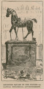 Leicester Square en la década de 1860: un anuncio teatral capital de English School