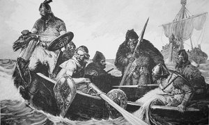 Leif Ericson descubre la costa de Vinland el Bueno, probablemente Terranova de English School
