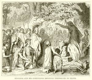 Leonidas y sus compañeros entregándose a la muerte de English School