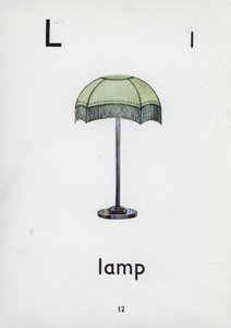 Letra L, lámpara (litografía a color) de English School