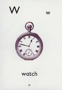 Letra W, reloj (litografía a color)