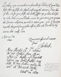 Carta de Carlos II a Montague, Conde de Lindsey, 27 de octubre de 1642 de English School