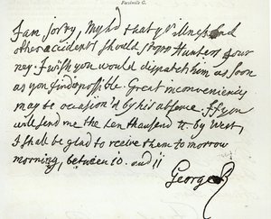 Carta de Jorge II al Duque de Newcastle, 1759, publicada en 