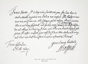 Carta de Lord Strafford a su esposa, desde la Torre de Londres, 4 de febrero de 1640